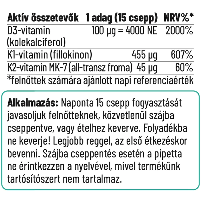 Nordvital D3+K2 csepp 30 ml 60 adag