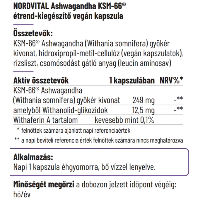 Nordvital Ashwagandha 249 mg kapszula - 60 db